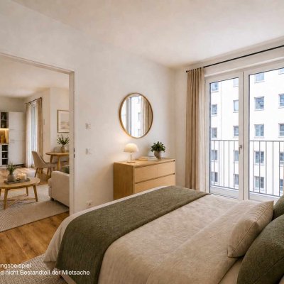 Beispielwohnung Schlafzimmer (KI-generiert)