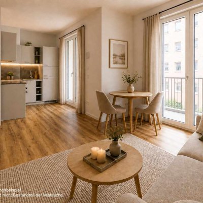 Beispielwohnung Wohnzimmer (KI-generiert)